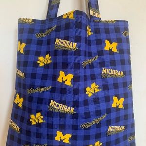 University of Michigan Inspired Handmade Buffalo Check Tote